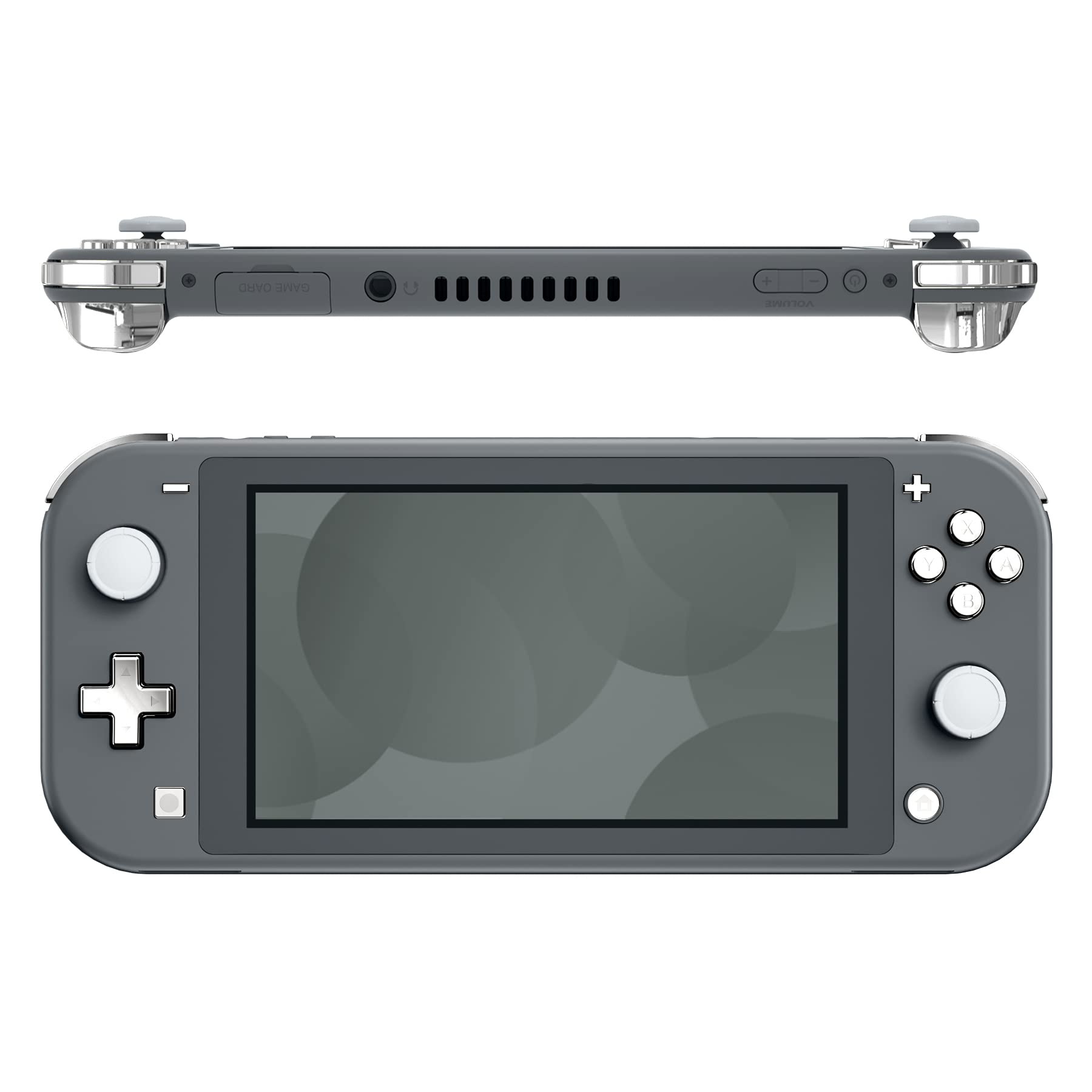 eXtremeRate Chrome Silver Replacement ABXY Home Capture Plus Minus Keys Dpad L R ZL ZR Trigger Compatible with Nintendo Switch Lite  Full Set Buttons Repair Kits Compatible with Nintendo Switch Lite
