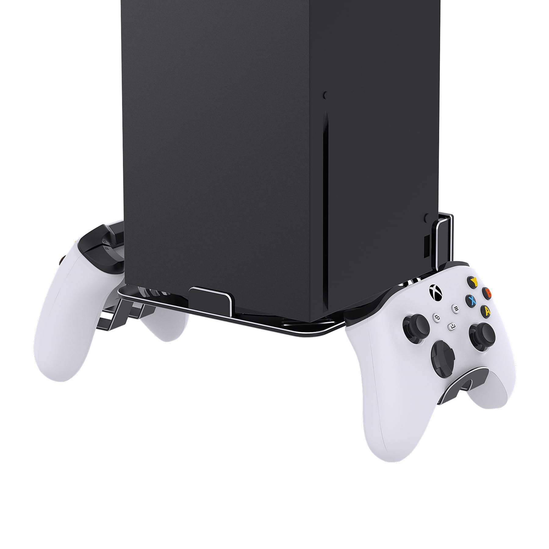 DGPCT Wall Mount for Xbox Series X Console & Controllers  Aluminum Wall Mount Kit for Xbox X with 2 Controller Hooks  Stable & Bottom Heat Dissipation Wall Shelf  Mount Near or Behind TV (Black)