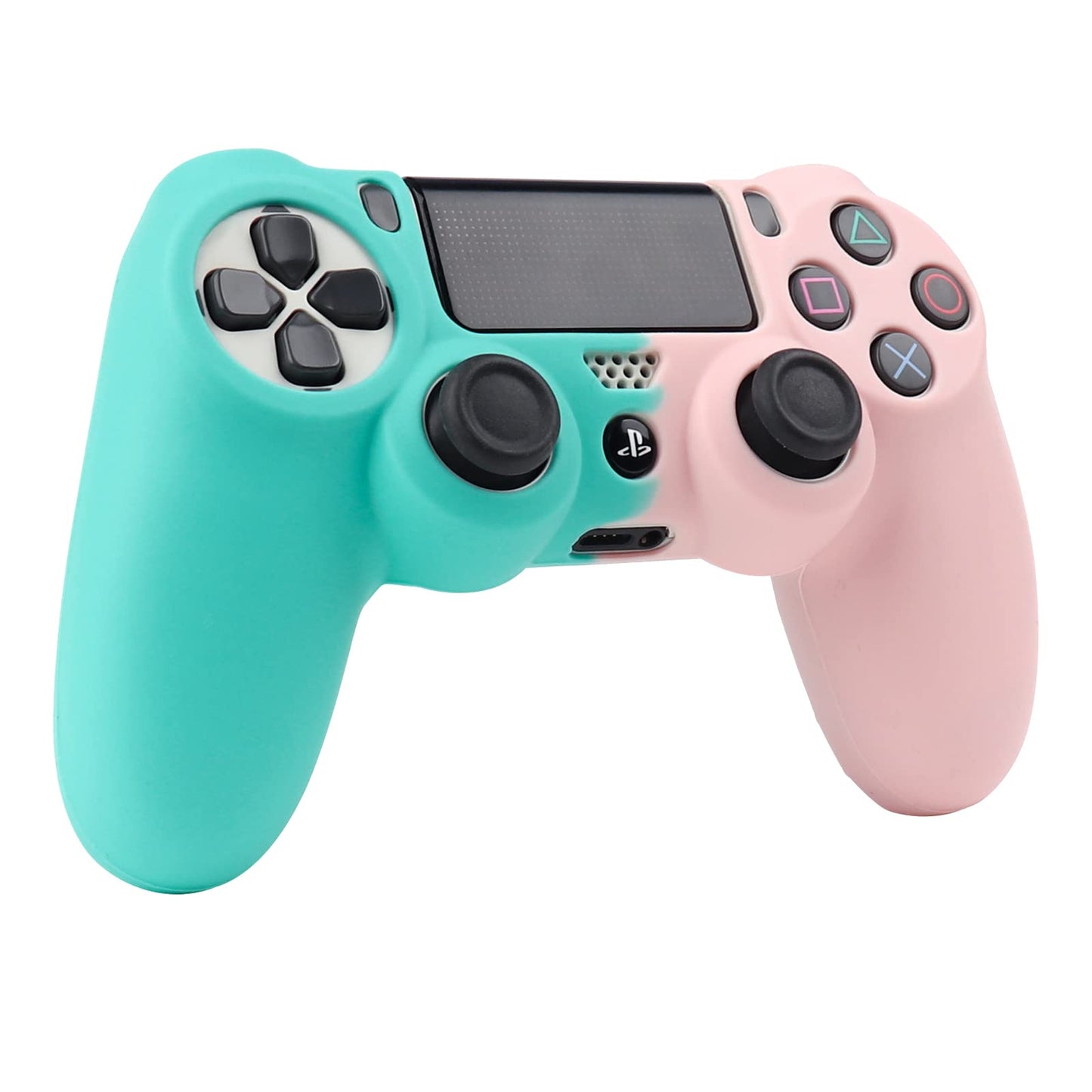 RALAN PS4 Controller Skin - Silicone Non-Slip Grip Cover in Greenish Pink for PS4/PS4 Slim/PS4 Pro with 2 Thumb Grip Caps