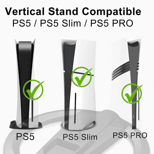 AJKTHGE RGB Vertical Stand for PS5/PS5 Slim/Pro – 14 Light Modes, White, Model P0901