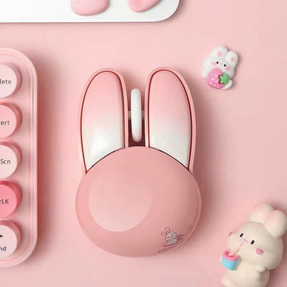 Lomiluskr Wireless Bunny Mouse - Lightweight, Soundless, 2.4G, Pink Kawaii Design for Girls and Kids