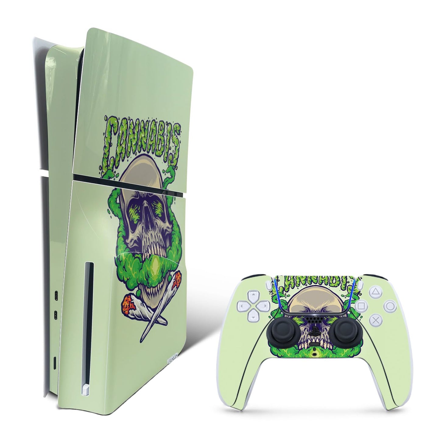 MightySkins Skin Compatible with Playstation 5 Slim Disk Edition Bundle - Skull and Joints | Protective  Durable  and Unique Vinyl Decal wrap Cover | Easy to Apply | Made in The USA
