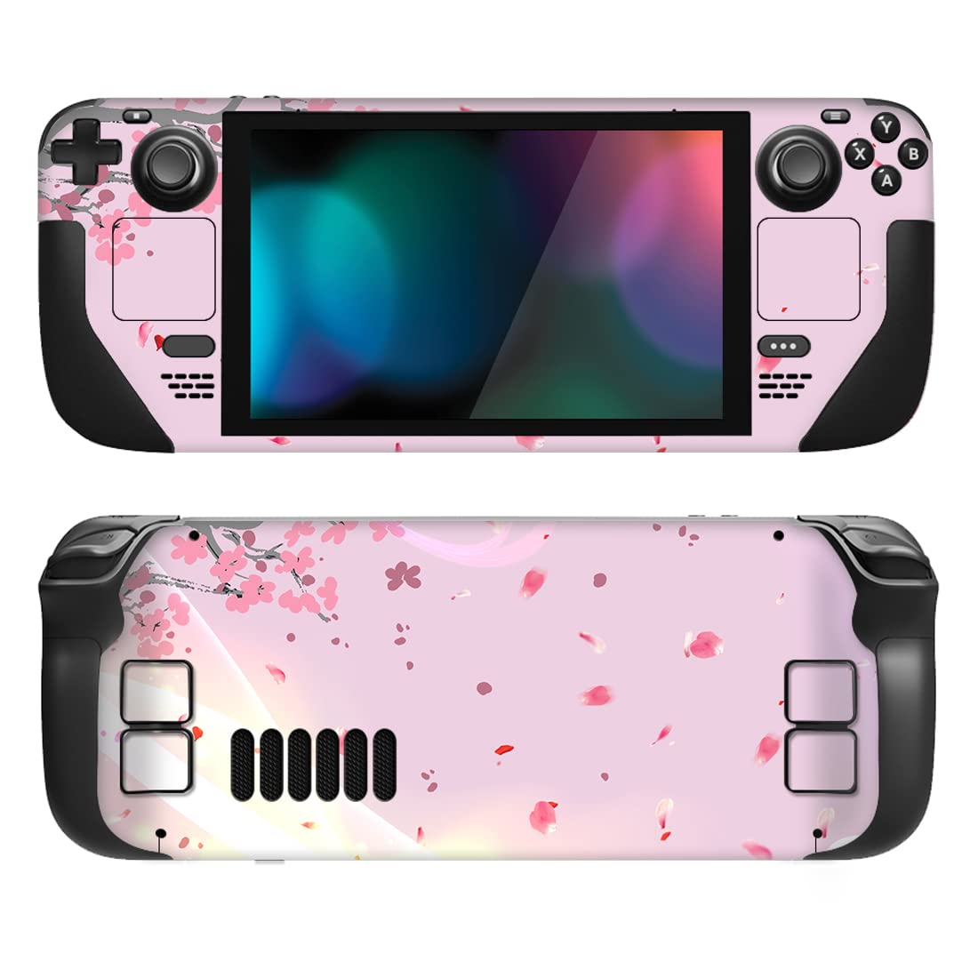 PlayVital Full Set Protective Skin Decal for Steam Deck LCD  Custom Stickers Vinyl Cover for Steam Deck OLED - Pink Cherry Blossom