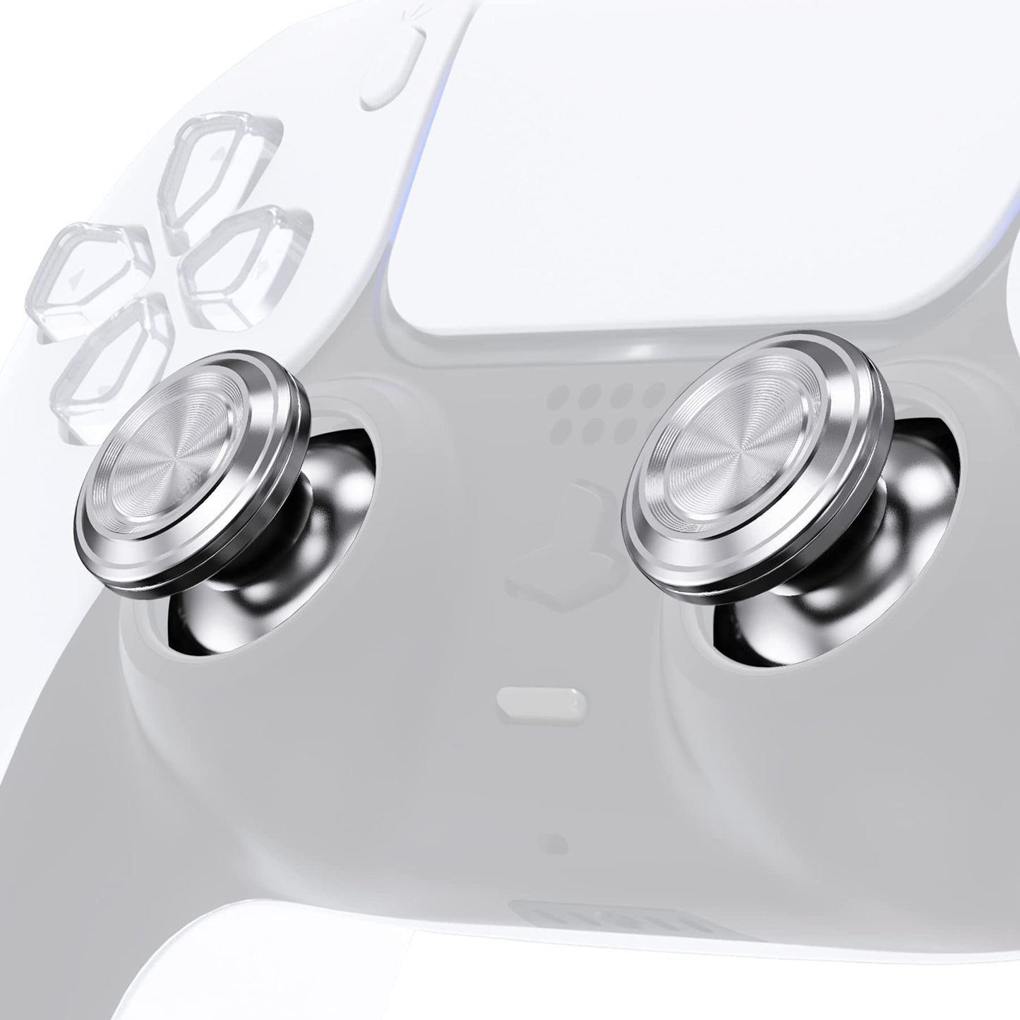 eXtremeRate Custom Silver Metal Thumbsticks for PS5 Controller  Replacement Aluminum Analog Stick Joystick for PS4 Controller