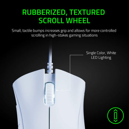 Razer DeathAdder Essential Wired Gaming Mouse - 6400 DPI, 5 Buttons, Ergonomic - White, Model RZ01-03850200-R3M1