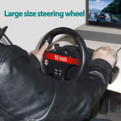DOYO R270 Racing Wheel with Pedals for PC/Xbox/PS4/Switch - 270° Steering Wheel, Dual Vibration, Clamp Mount, 10.1 Inch