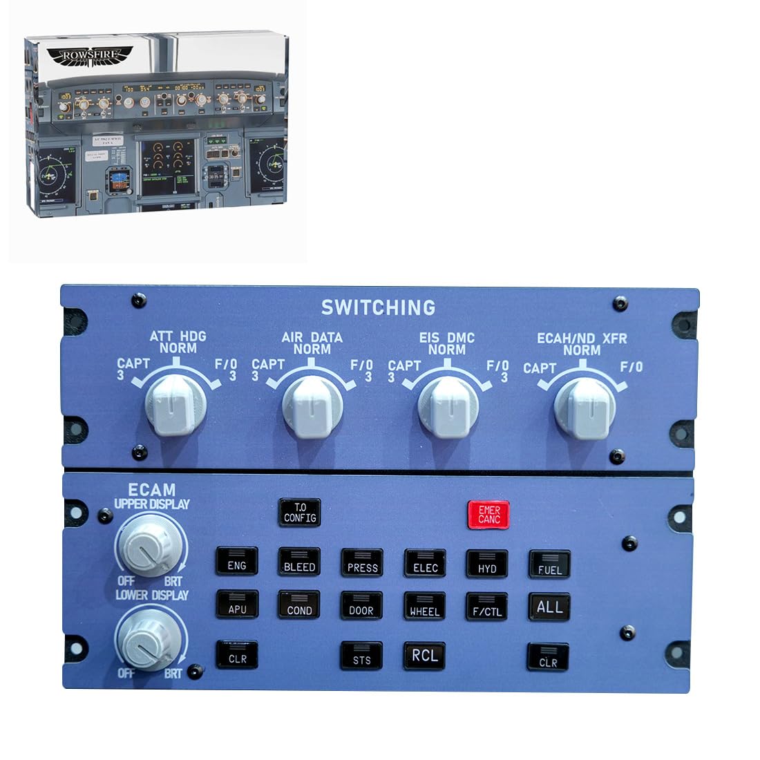 XMBRICDIYY Flight Simulator Control Panel, Rowsfire A109 V3.0 A32X A31X A350 ATT-ADIRS-EIS XECAM HOME COCKPIT, Compatible with M