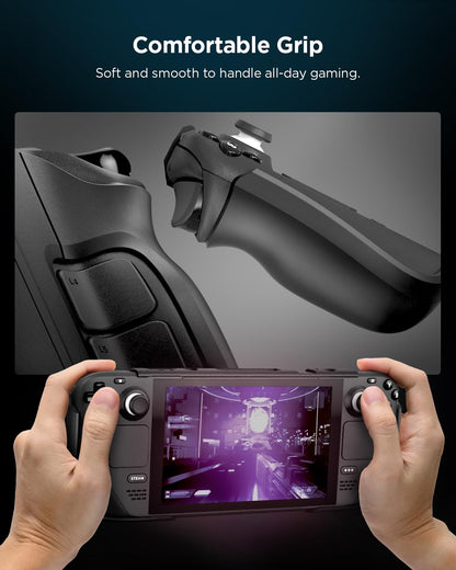 Spigen Thin Fit Pro Case for Steam Deck (2022/2023) - Black TPU & PC, Shock-Absorbing, Anti-Scratch with Kickstand, Model ACS06040