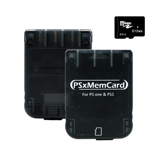 BITFUNX PSxMemCard PS1 Memory Card - 512MB MicroSD, Firmware Upgrade, High Speed, Tran-Black