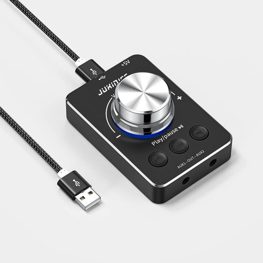 JUXINICE USB Volume Control Knob - PC Multimedia Controller for Windows & Mac - Black - Model CP090