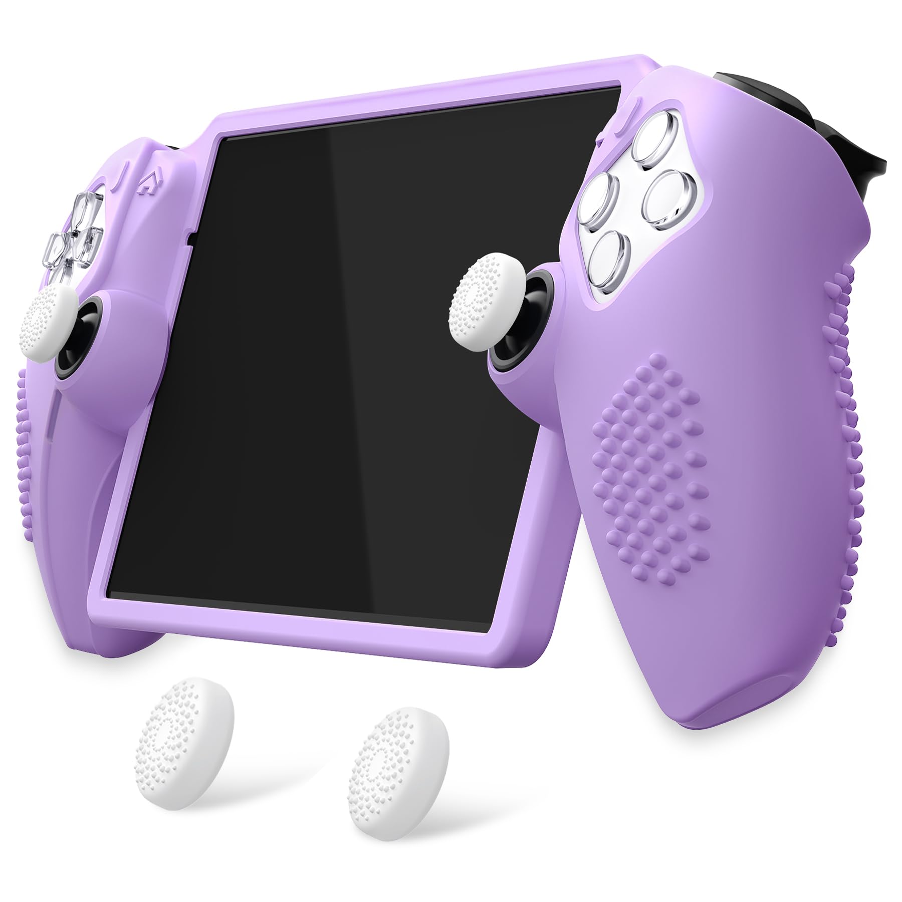 PlayVital Design for PS Portal Silicone Protective Case with Thumb Grips - Enhanced Grip Comfort | Anti-Slip 3D Studded Design | Full Protection Mauve Purple