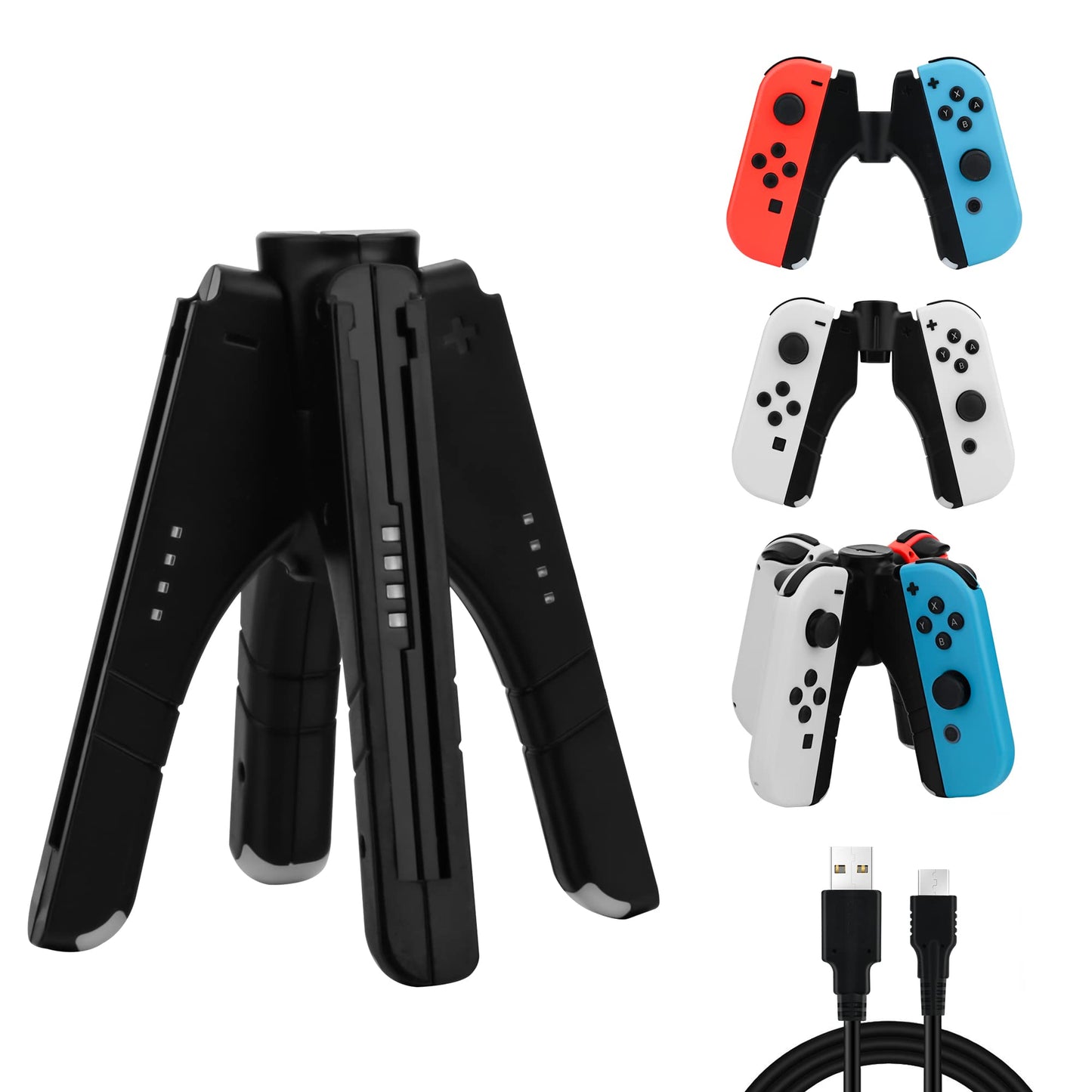 4 in 1 Controller Charger Grip for Nintendo Switch JoyCon & Switch OLED Joy Con Holder, FANPL JoyCon charging dock with LED Indi