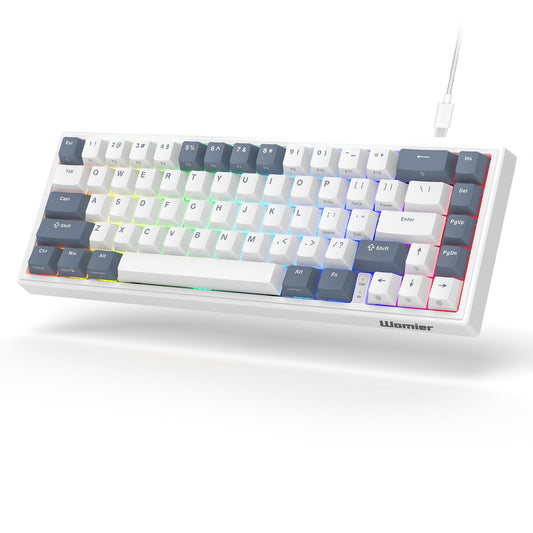 Womier VK66 60% Percent Keyboard with Hot Swappable  Wired Mechanical Gaming Keyboard with material name Linear Switches  LED Custom Creamy Keyboard Gasket Mounted  PBT Keycaps for Mac/Win  White