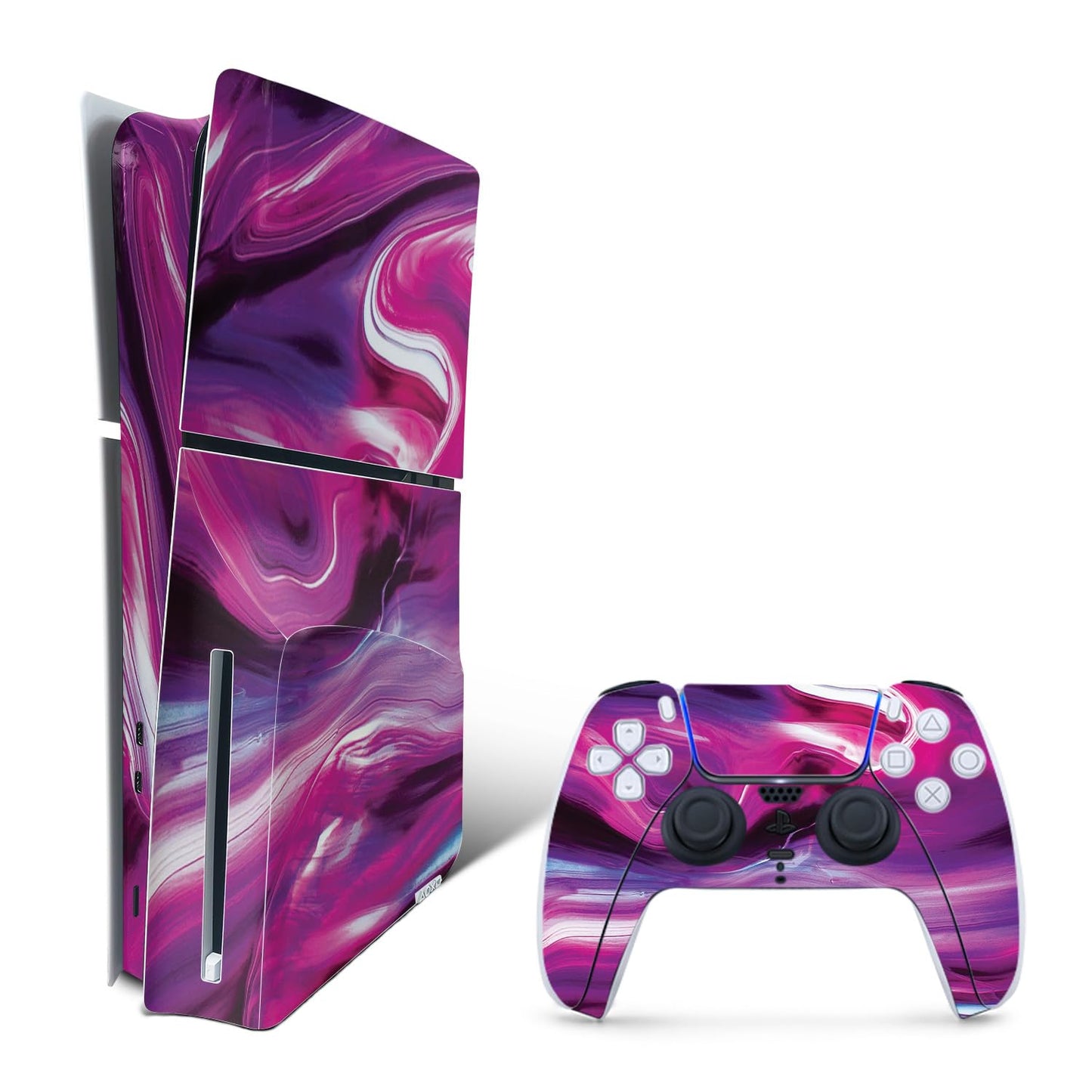 MightySkins Skin Compatible with Playstation 5 Slim Disk Edition Bundle - Pink Melt | Protective  Durable  and Unique Vinyl Decal wrap Cover | Easy to Apply | Made in The USA