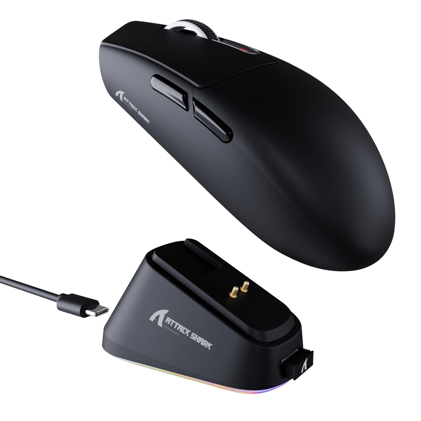 ATTACK SHARK G3 Pro Wireless Gaming Mouse with Magnetic Charging Dock PixArt PAW3311 Sensor BT/2.4G Wireless/Wired Gaming Mouse 25000 DPI 59g Superlight Gamer Mice for PC/Win/Mac(Black)