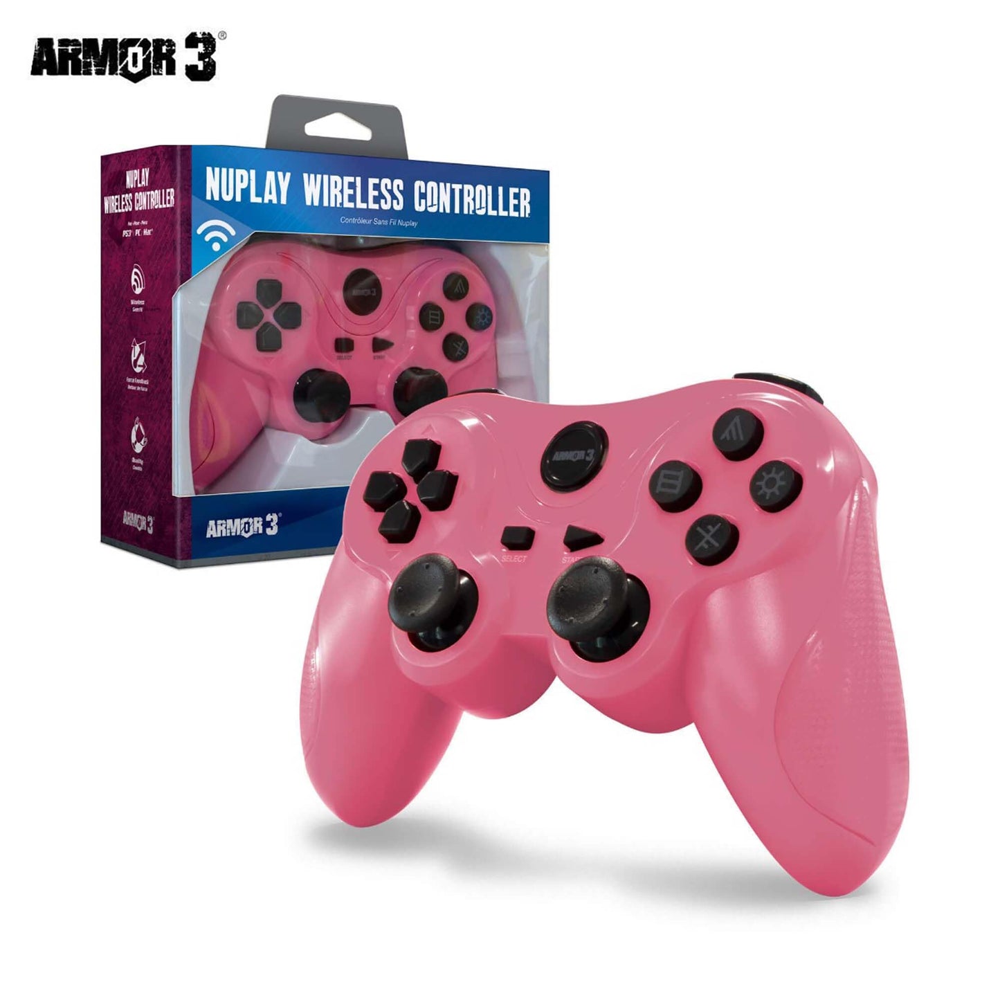 Armor3 Nuplay Wireless Game Controller for PS3(Playstation 3) - Pink