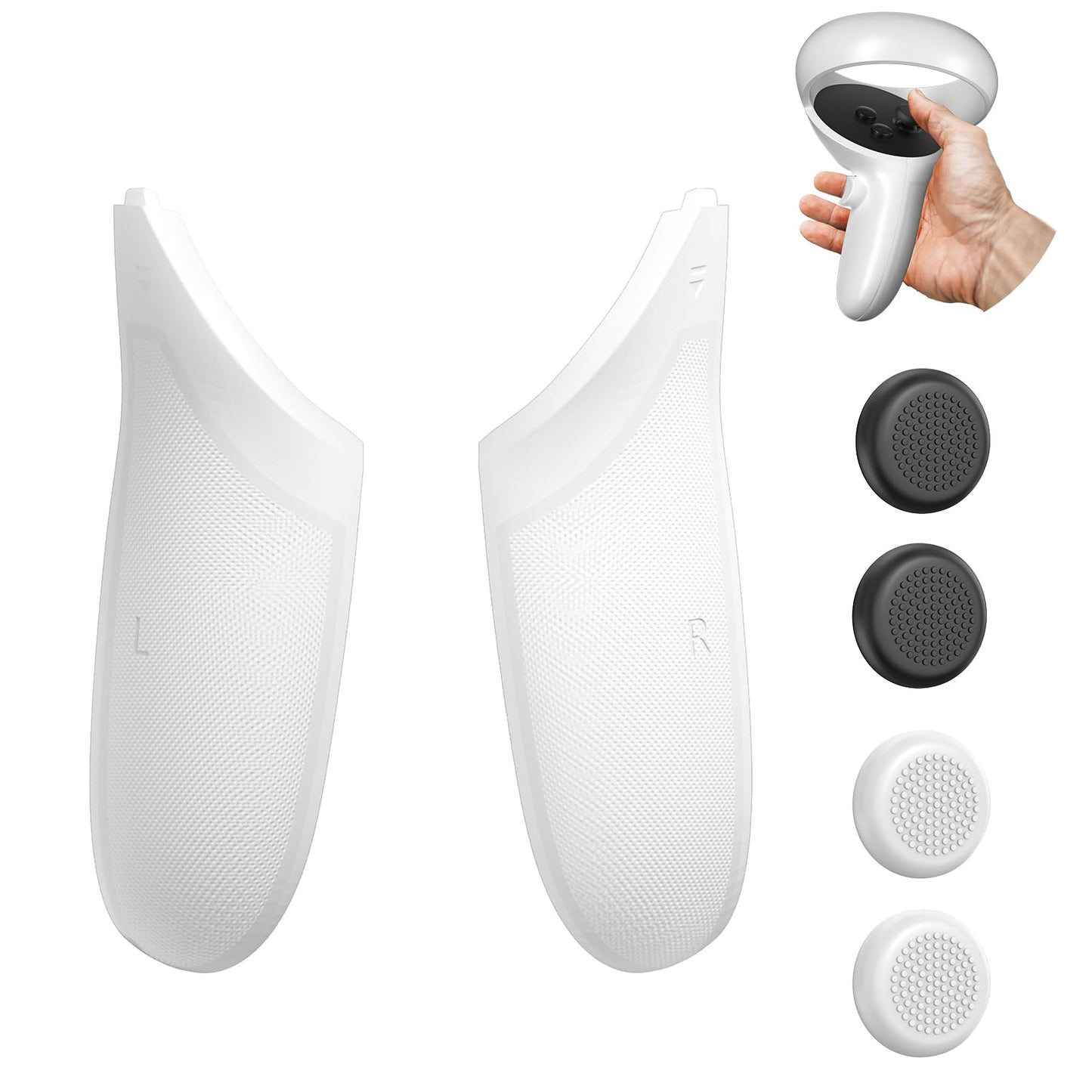 Battery Covers for Oculus Quest 2 Controller  TanReginal Ergonomic Design Covers for Meta Quest 2 Controller  Replacement Parts with Anti-slip Granule Texture  Premium PVC Material  4 Joystick Caps