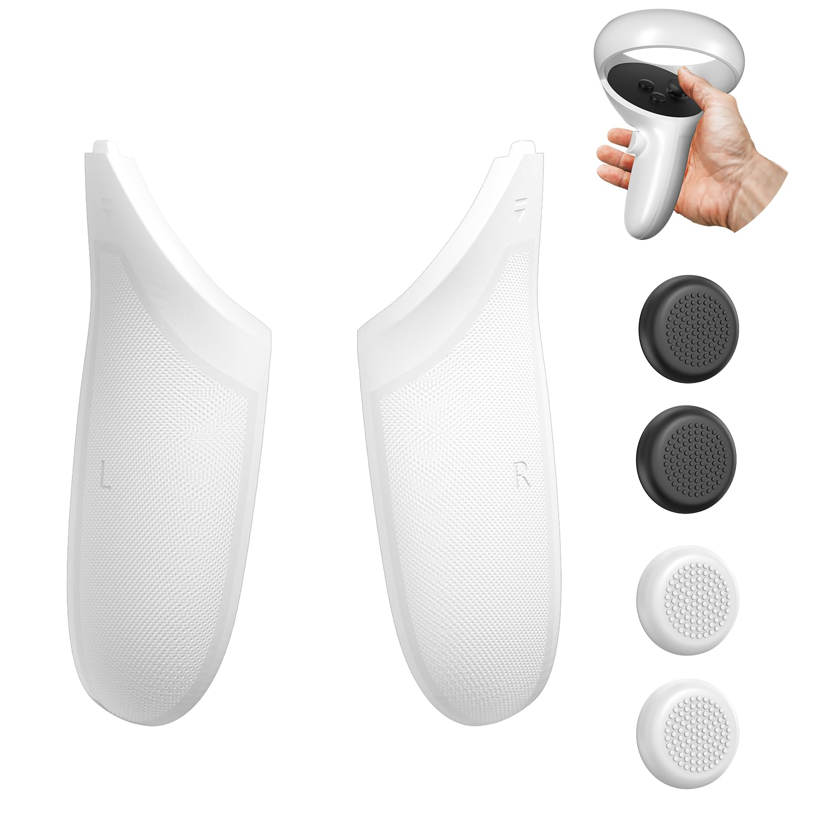 Battery Covers for Oculus Quest 2 Controller  TanReginal Ergonomic Design Covers for Meta Quest 2 Controller  Replacement Parts with Anti-slip Granule Texture  Premium PVC Material  4 Joystick Caps