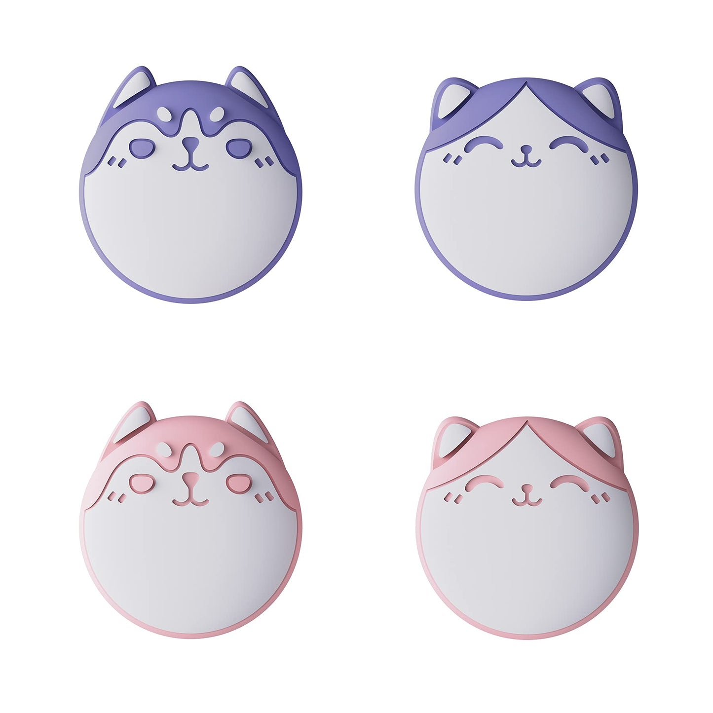 eXtremeRate PlayVital Husky & Kitty Cute Switch Thumb Grip Caps  Joystick Caps for Nintendo Switch Lite  Silicone Analog Cover Thumbstick Grips for Switch OLED Joycon - Pale Red & Light Violet
