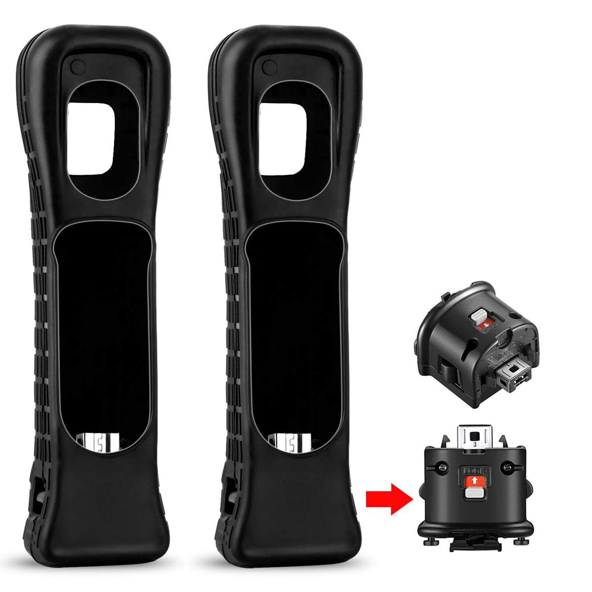 XiQiDianr 2 Motion Plus Adapter and Case for Nintendo Wii Remote Controller  Sensor Accelerator Replacement for Wii Motion Plus Adapter (Black)