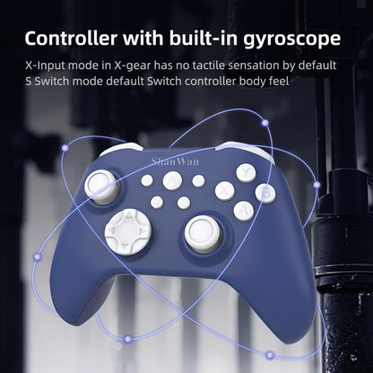 ShanWan Wireless Controller for iPhone, Android, PC, Switch - Q34XSP, Blue, Supports Turbo, Dual Vibration, Gyroscope, Wake-up Functions