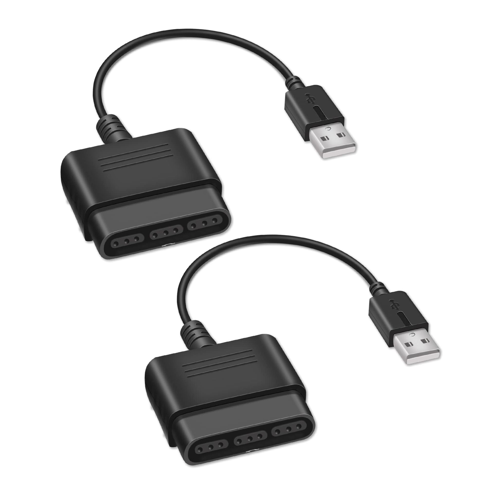Xahpower 2 Pack PS2 Controller to USB Adapter Cable - Compatible with PS1/PS2 to PS3/PC, Black