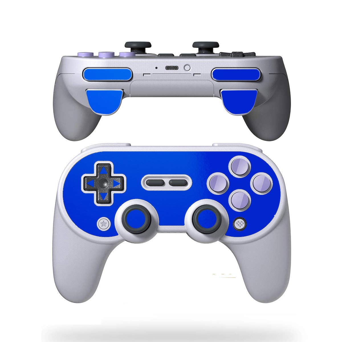 SopiGuard Skin for 8BitDo SN30 Pro+ Controller Precision Cut Vinyl Sticker Wrap (3M Gloss Fire Blue)