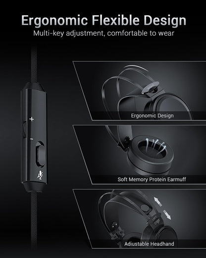 NUBWO N7 Gaming Headset - Wired Stereo Headphones for PS4/Xbox One/PC - Noise Cancelling Mic, 3.5mm, Black