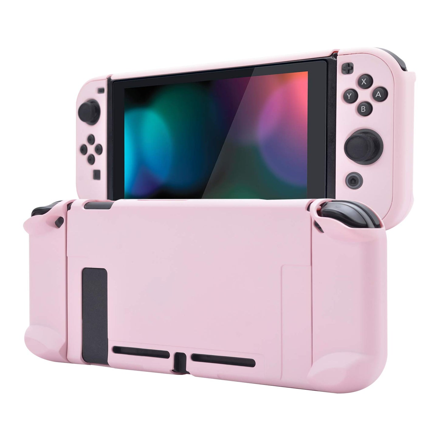 eXtremeRate Back Cover for Nintendo Switch - Hard Shell, Soft Touch, Cherry Blossoms Pink, Model NTP312