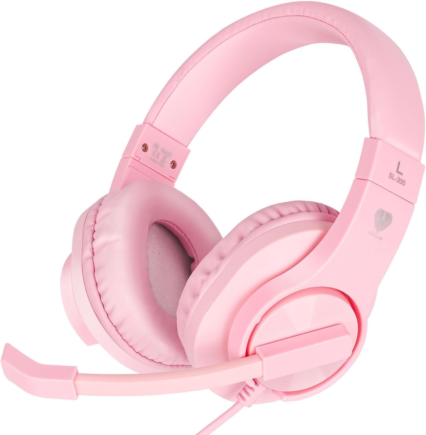 DIWUER Gaming Headset for Xbox One  PS4  PS5  Nintendo Switch  Bass Surround and Noise Cancelling 3.5mm Over Ear Headphones with Mic for Laptop PC Smartphones  Pink