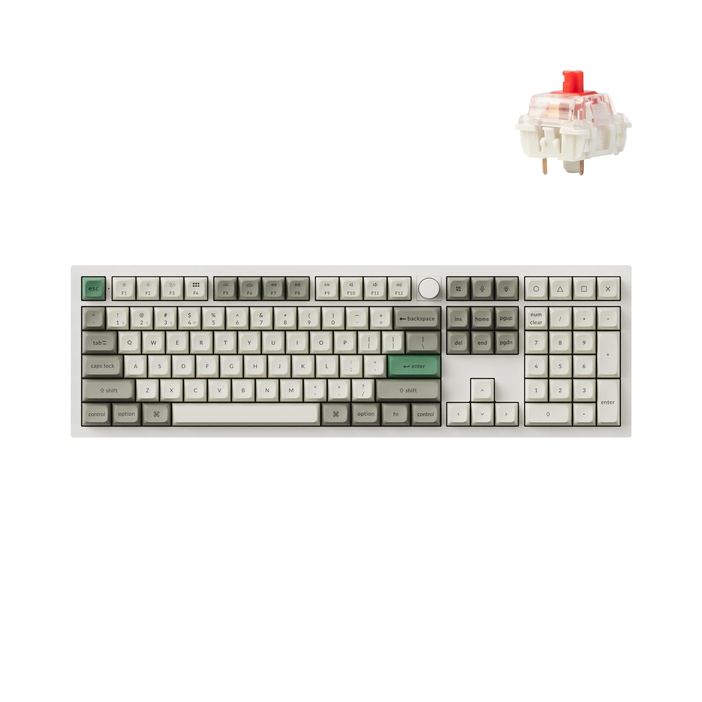 Keychron Q6 Max QMK/VIA Bluetooth Wireless /2.4 GHz/USB-C Wired Custom Mechanical Keyboard  Full Size Programmable Knob RGB Backlit Hot-Swappable Gateron Red Switch for Mac Windows Linux - White