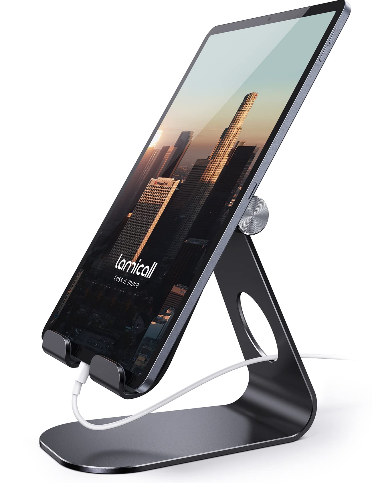 Lamicall Adjustable Tablet Stand for iPad, Kindle, iPhone - Black, Model S1-B, Compatible with 4-13 Tablets