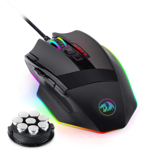 Redragon M801 PC Gaming Mouse LED RGB Backlit MMO 9 Programmable Buttons Mouse with Macro Recording Side Buttons Rapid Fire Button for Windows Computer Gamer (Wired  Black)