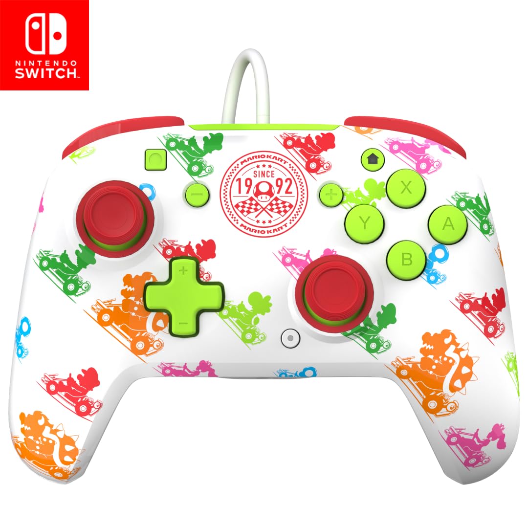 PDP REMATCH Enhanced Wired Power Nintendo Switch Pro Controller  Officially Licensed Switch Lite/OLED Compatible Gamepad  Customizable Programmable Buttons  Super Mario Kart Racers (Multicolor)