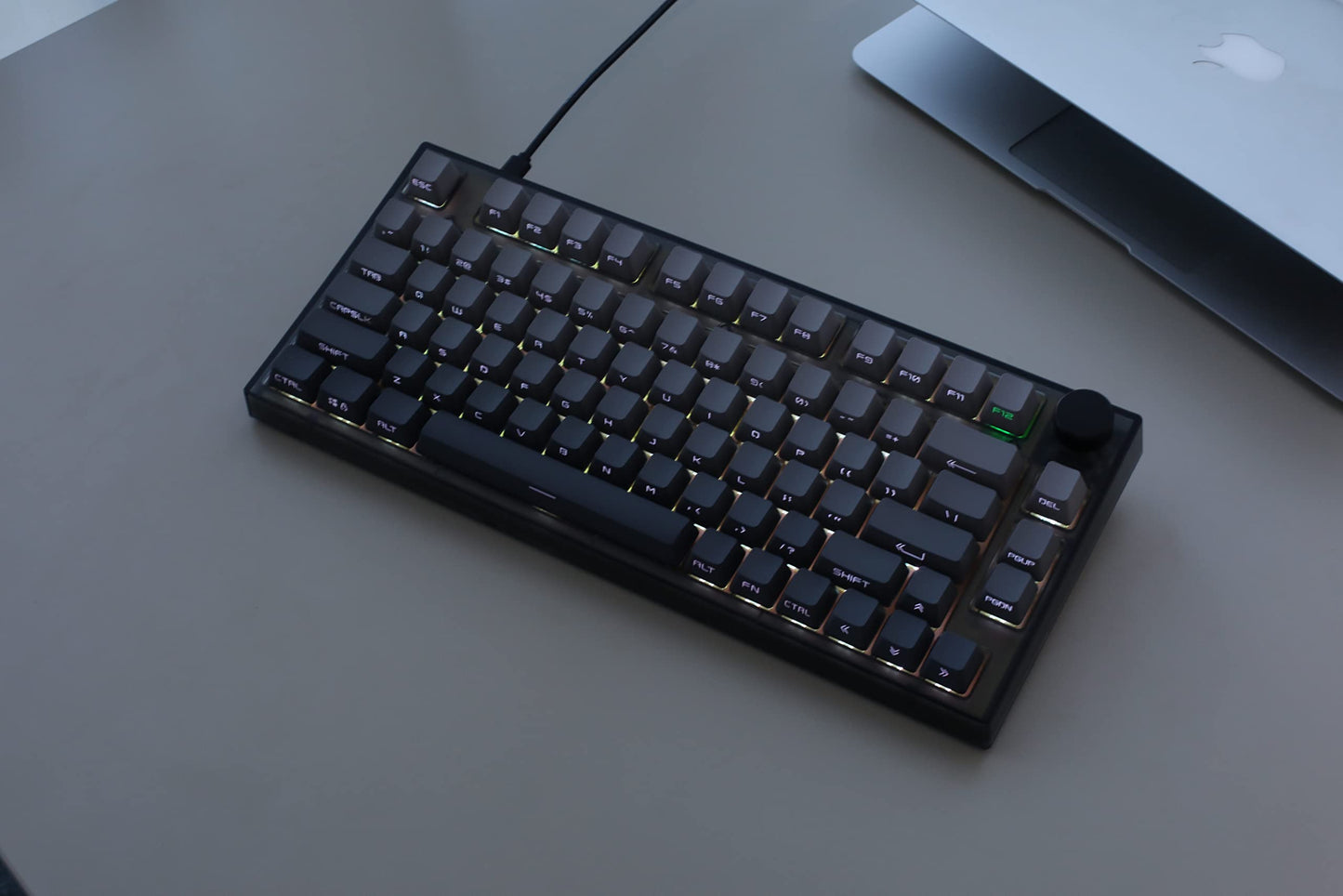 Keydous NJ80-AP Wireless Mechanical Keyboard - 75% Hot Swappable, Custom RGB, Gateron Milky Yellow Pro, Brass Plate, Bluetooth 5.0/2.4