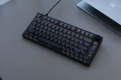 Keydous NJ80-AP Wireless Mechanical Keyboard - 75% Hot Swappable, Custom RGB, Gateron Milky Yellow Pro, Brass Plate, Bluetooth 5.0/2.4