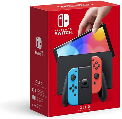 NINTENDO SWITCH OLED Model - Neon Red & Neon Blue Joy-Con (Renewed) - Japan Stock, Region-Free, Model 207-29-0008