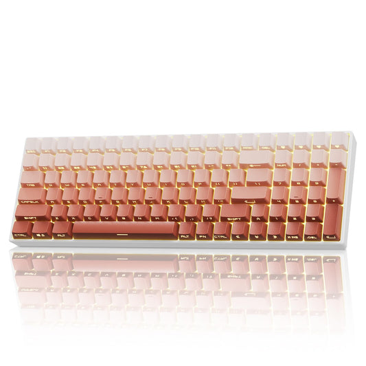 ZORNHER ZH100 Wireless Mechanical Keyboard 98% Pink Creamy Keyboard with Number Pad Full Size Rose Gold Gaming Keyboard Lighted Up PBT Dipped Keycaps Creamy Sounding Linear Switches