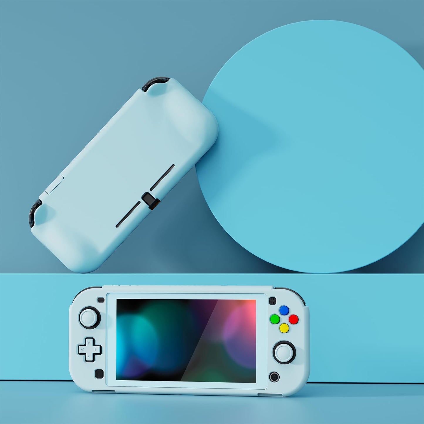 PlayVital ZealProtect Case for Nintendo Switch Lite - Ergonomic Grip, Shock-Absorbent, Anti-Scratch, Heaven Blue, Model PSLYP3018