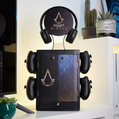 Numskull Assassins Creed Gaming Accessory Locker – Holds 10 Games, 4 Controllers, Headset – Compact Durable Organizer, Model NS4288