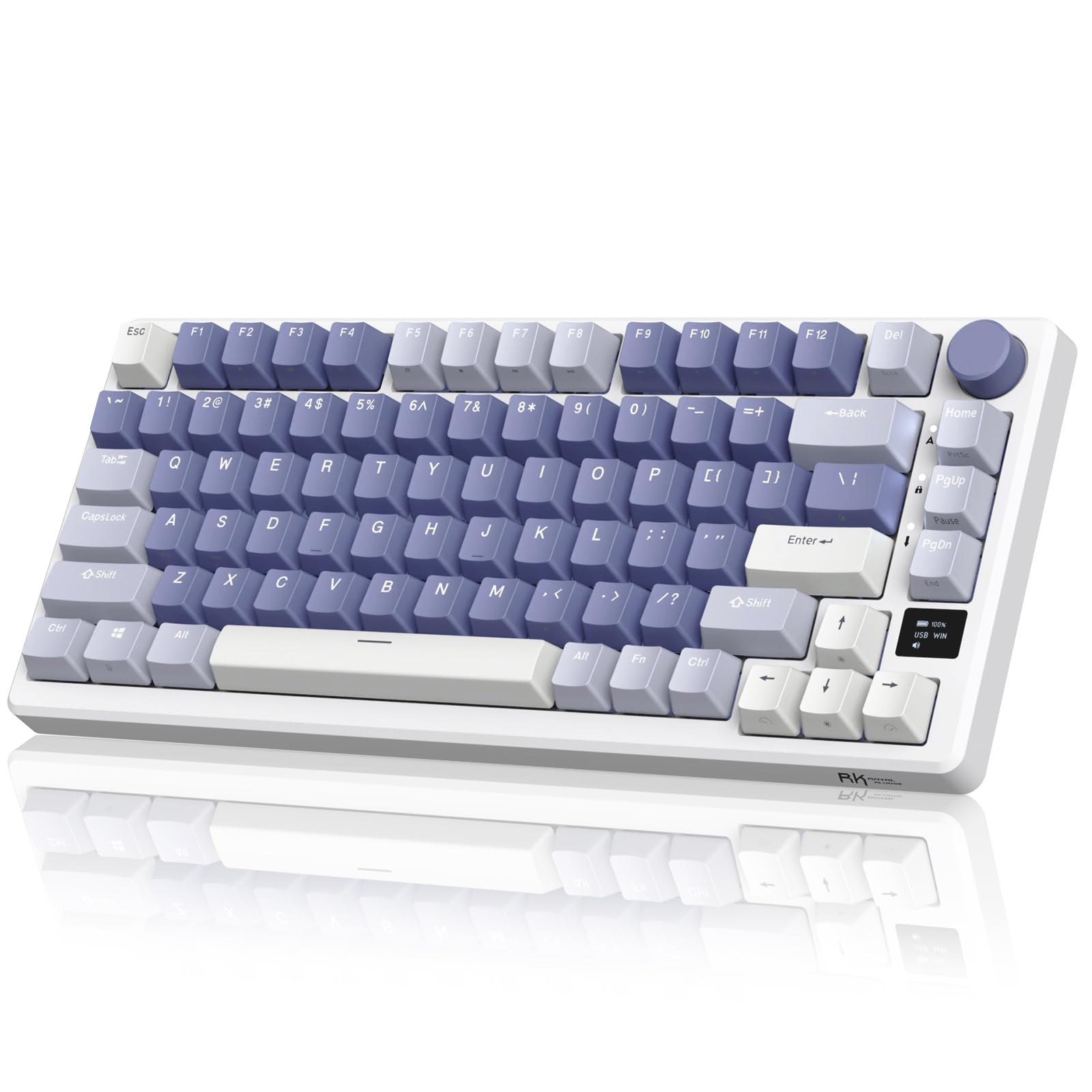 RK ROYAL KLUDGE M75 Mechanical Keyboard with OLED Smart Display and Volume Knob  2.4G/USB-C/BT Gasket Mounted 75% Layout Wireless Gaming Keyboard with 81 Keys  RGB Backlit Hot-Swappable Red Switch