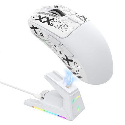 ATTACK SHARK X1 Ultralight Wireless Gaming Mouse - 40000DPI, RGB Dock, Anti-Slip Grip, White+Grip Tape