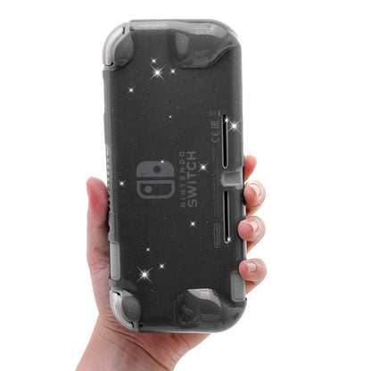 ECHZOVE Glitter TPU Case for Nintendo Switch Lite - Protective Rubber Cover - Black Glitter Finish