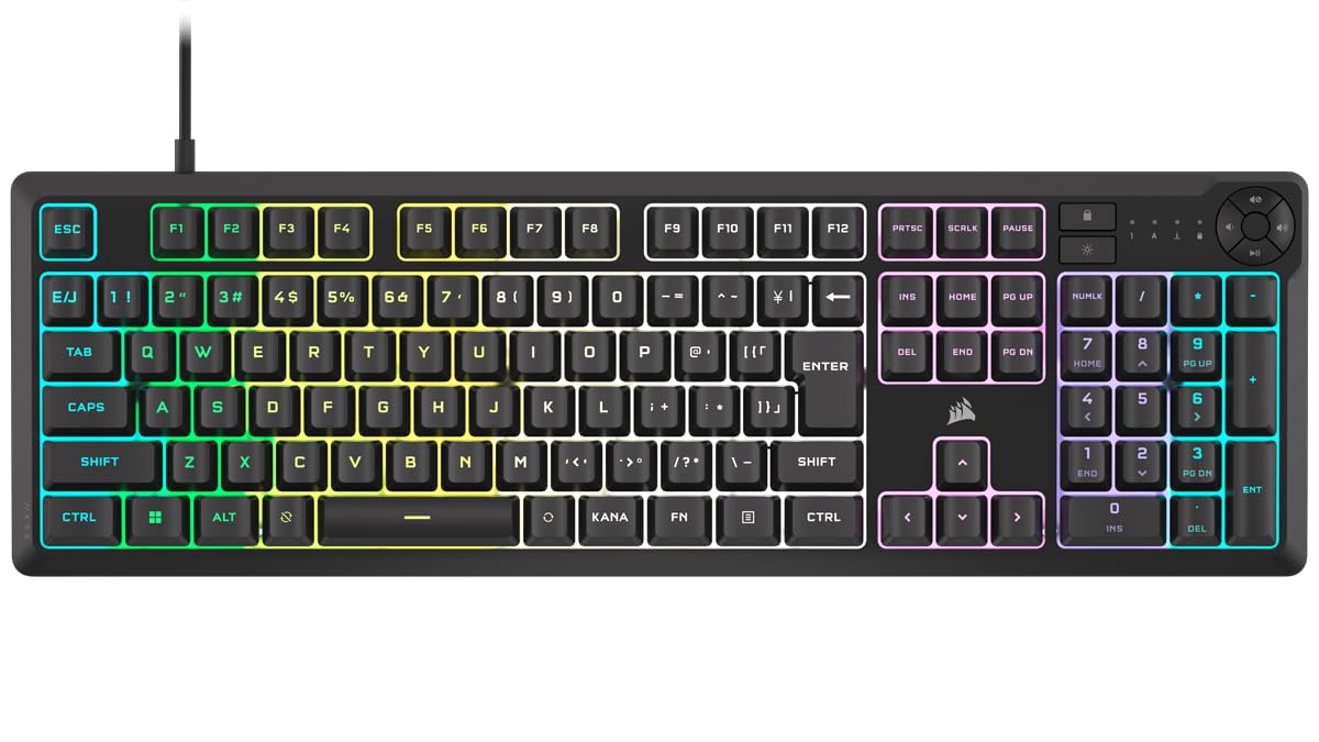 Corsair K55 CORE RGB Gaming Keyboard, iCUE Support, 10 RGB Zones, Quiet Switches, Model CH-9226C65-JP