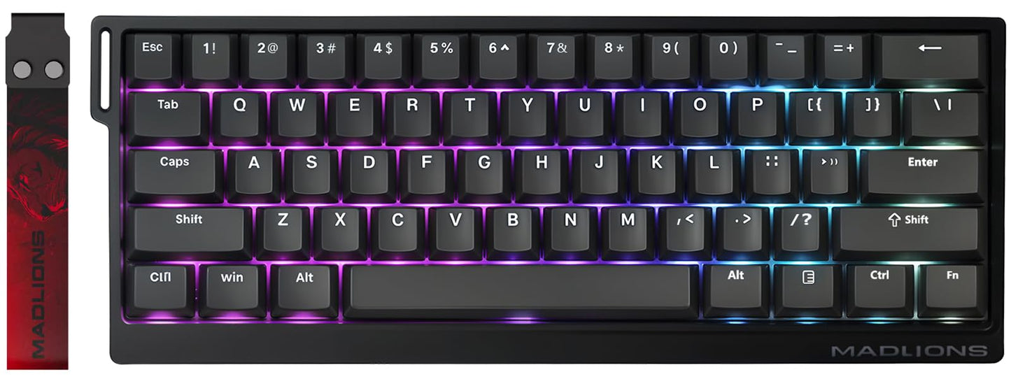 Hyekit x FGG MADLIONS MAD 60 HE RGB 60% Wired Magnetic Switch Mechanical Gaming Keyboard with Adjustable Actuation  8000 Hz Polling Rate  Rapid control button Mode  Hall Effect Switches  for PC/Mac  Black