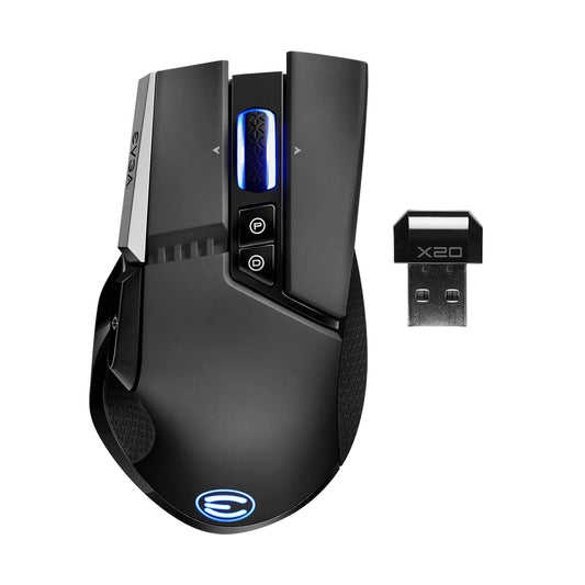 EVGA X20 Wireless Gaming Mouse - 16,000 DPI, 10 Buttons, Ergonomic, Black, Customizable