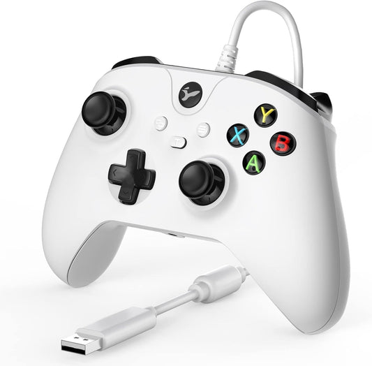 Wired Controller for Xbox One  Wired Xbox one USB Gamepad Controller Compatible with Xbox One/S/X/PC Windows 10/11 with 3.5mm Headset Audio Jack(White)