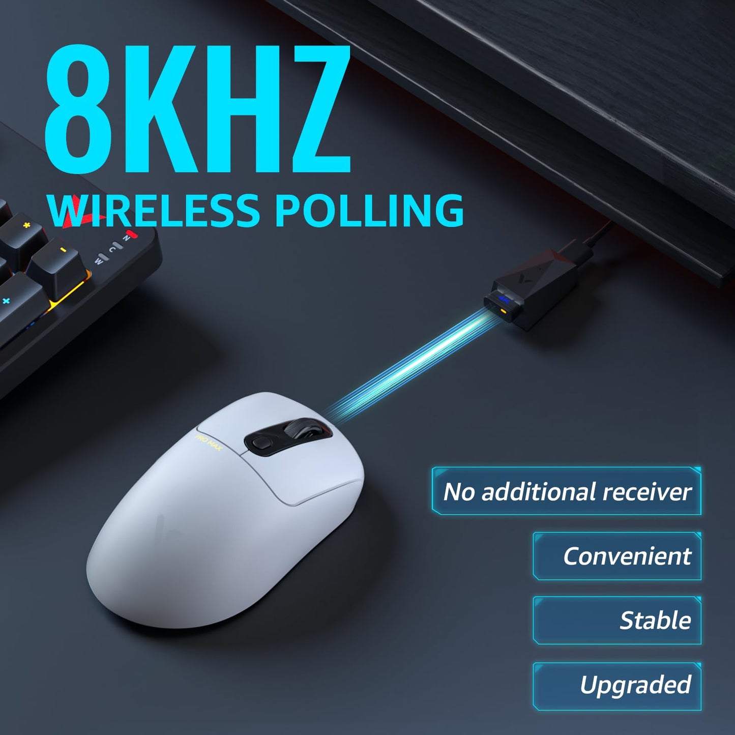 Rapoo VT3PRO MAX Wireless Gaming Mouse - 8KHz Polling, 30K DPI, 200H Battery Life, Superlight 59g, Classic Shape, White