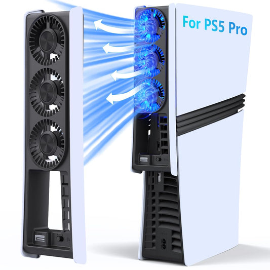 Cooling Fan for PS5 Pro  Efficient Cooler with 3 Fans and Dynamic Speed Control & Smart Sleep Mode  Ultra-Quiet Cooling Station with a USB 3.0 Port  uniquely for PS5 Pro Console 2024 Edition