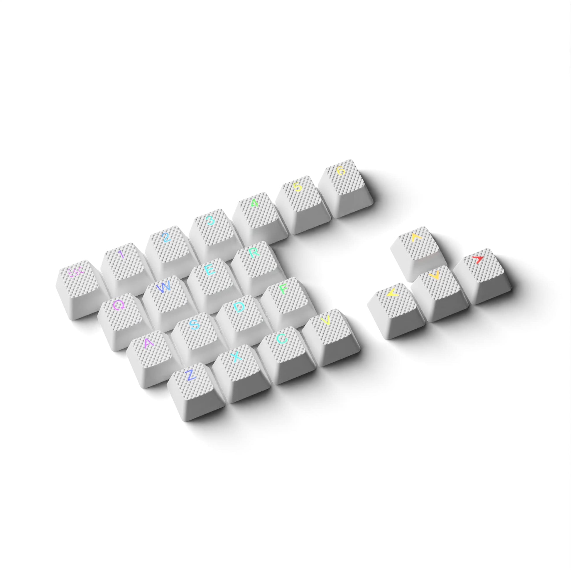 HK Gaming Rubber Keycaps Set | Anti-Slip Texture | Doubleshot Backlit Keycap Set | 23 Keys OEM Profile Key Set | for Mechanical Keyboard | Compatible with Cherry MX  Gateron  Kailh | White